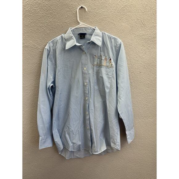 Las Olas Womens Shirt Size Small Stripped Long Sleeve Button Up Beach Theme - Picture 1 of 14